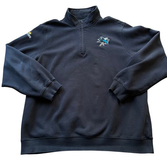 Sport-tek sharks pull over sweatshirt 1/4 zip sharks NHL corona black men’s 2XL - Picture 1 of 7
